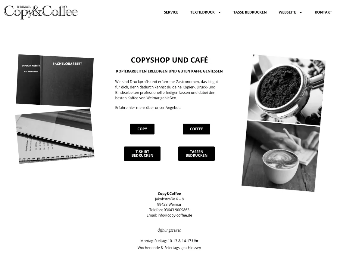 Screenshot von Copy&Coffee Weimar