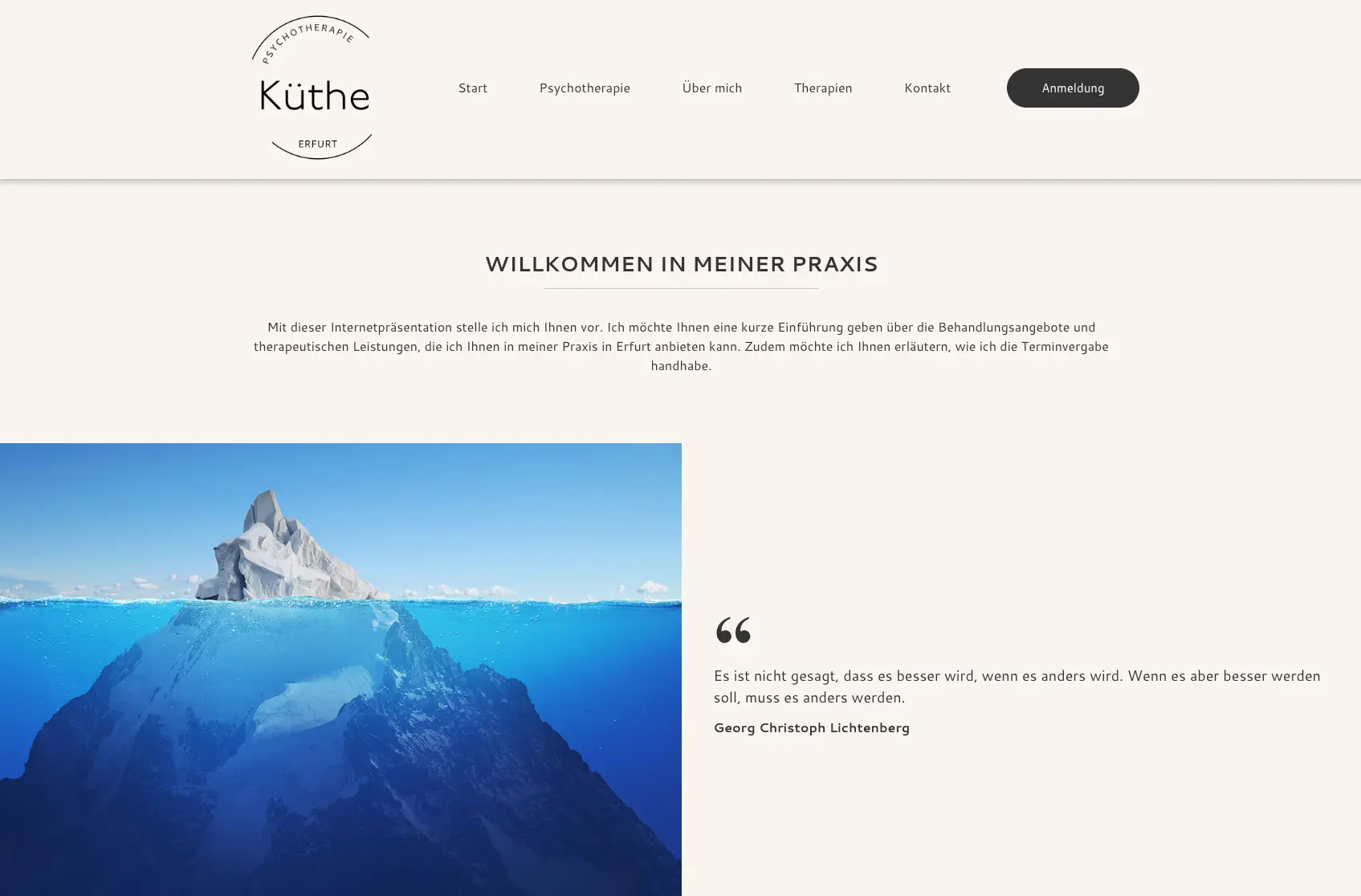 Screenshot von Psychotherapie Küthe