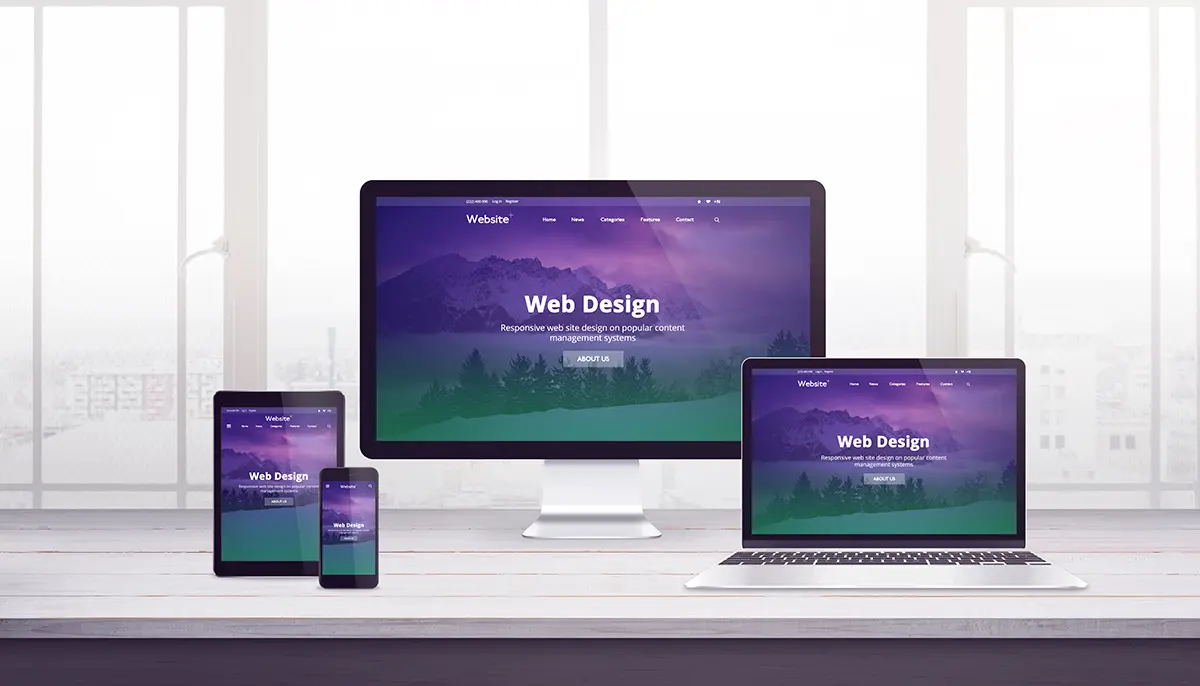Responsive Webdesign auf verschiedenen Geräten — Desktop, Tablet und Smartphone